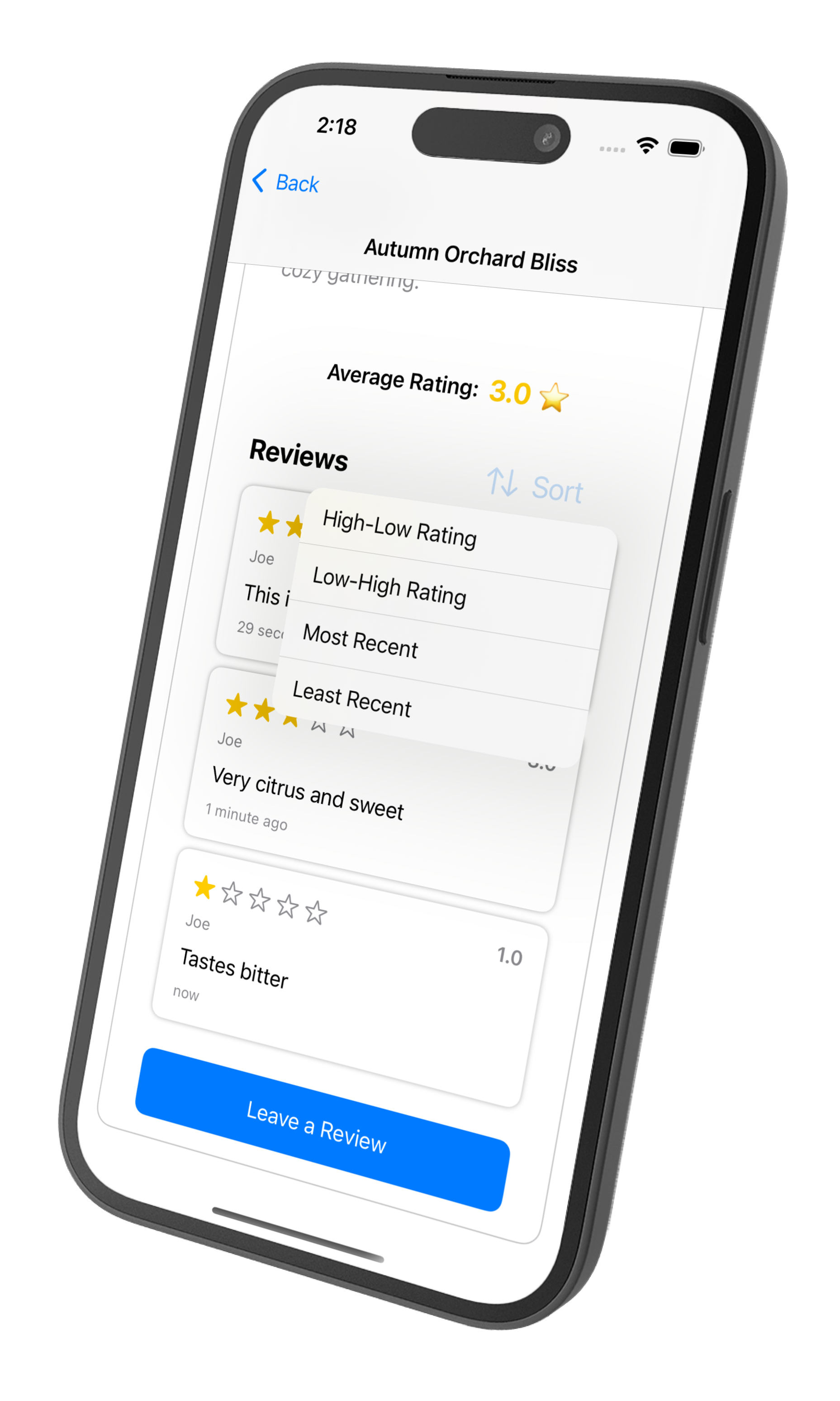 Reviews mock